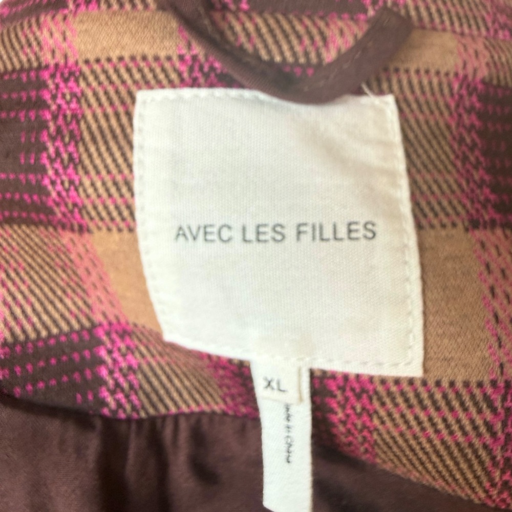 Anthropologie Avec Les Filles‎ Plaid Pin Blazer Pink/Brown Blazer Sz XL - Picture 13 of 14